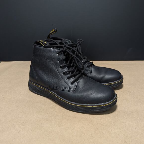 Dr Martens Amwell SR Boots Black Leather Safety Shoes Slip Resistant Mens 8 Goth - Picture 1 of 9